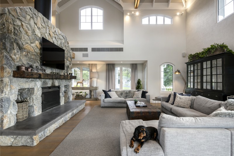 lounge room with fireplace