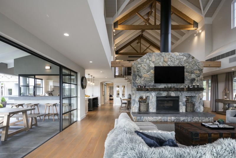 lounge room with fireplace