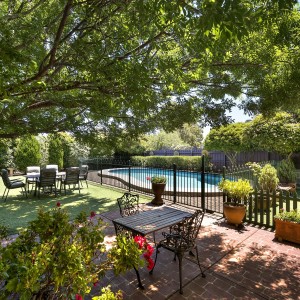 garden, patio and swimming pool