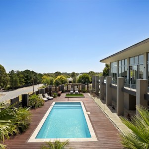 pool in front of house