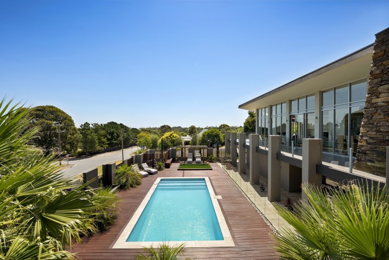 pool in front of house