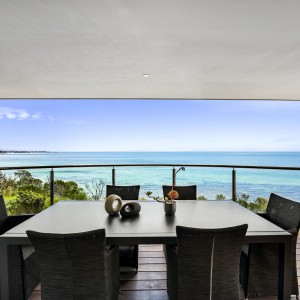 balcony with view of ocean
