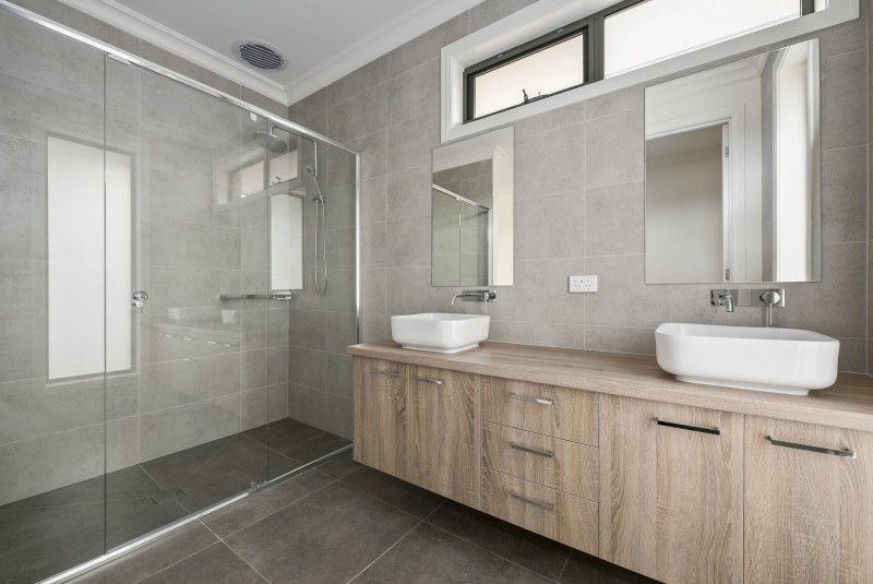 bathroom with double sinks