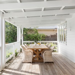 veranda with dining table