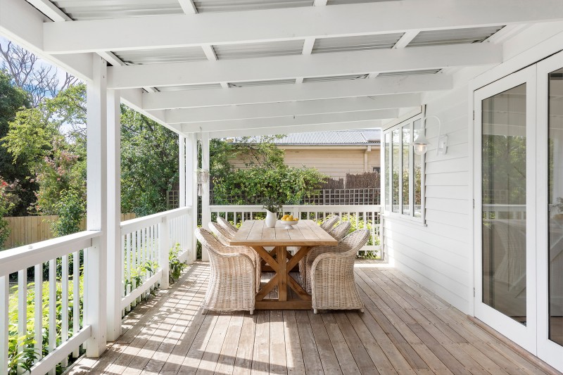 veranda with dining table