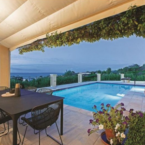 pool and decking overlooking ocean