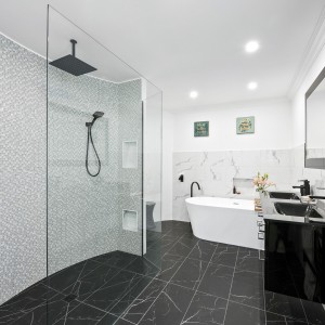 bathroom with double sinks