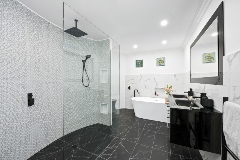 bathroom with double sinks