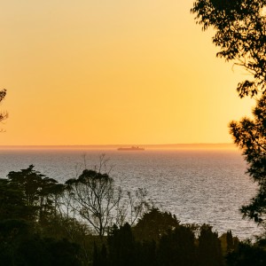 view of ocean at sunset