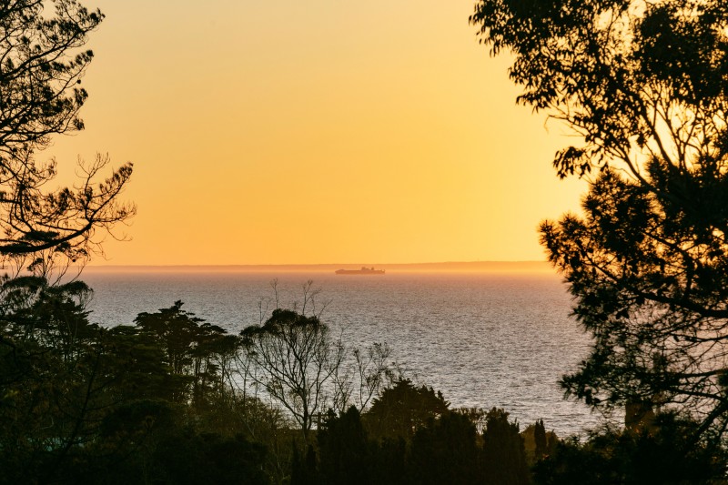 view of ocean at sunset