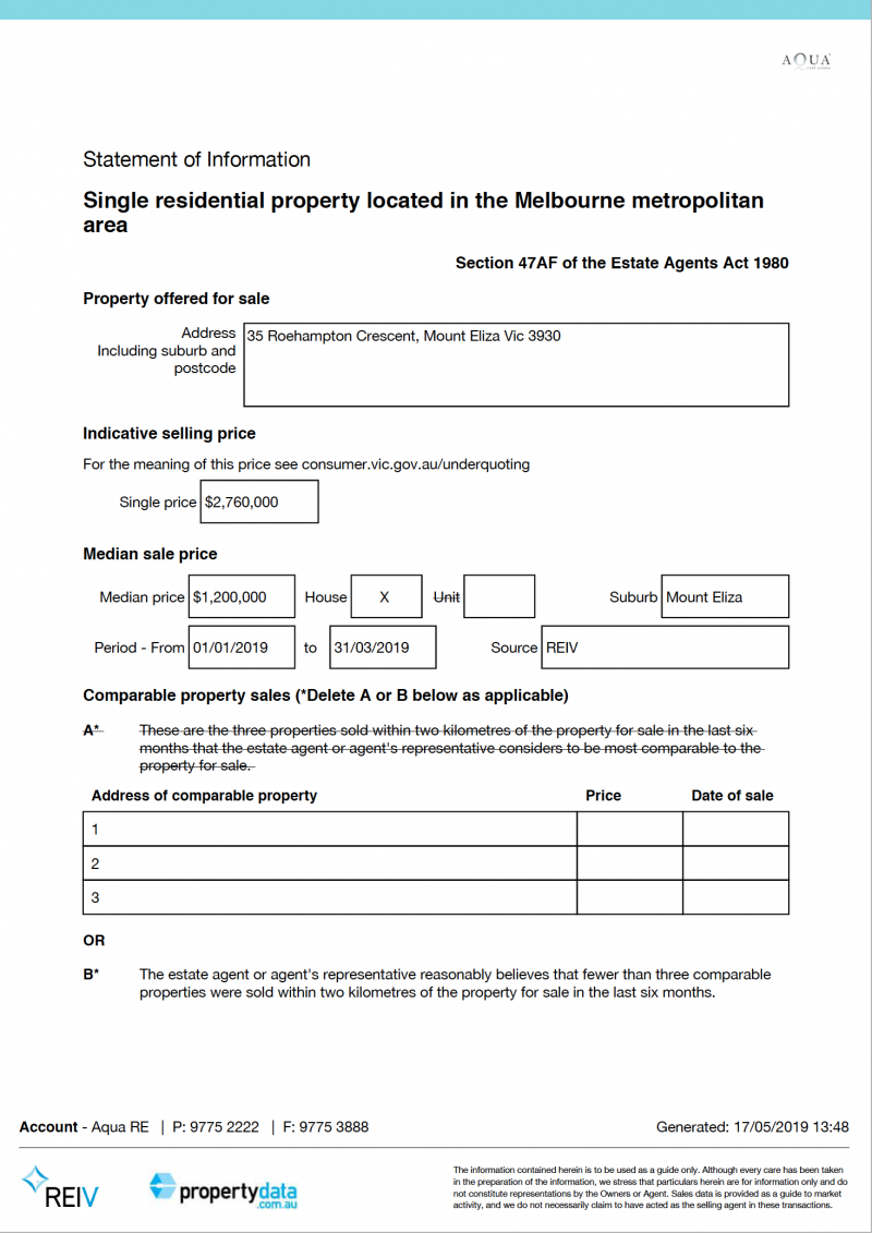 property statement of information