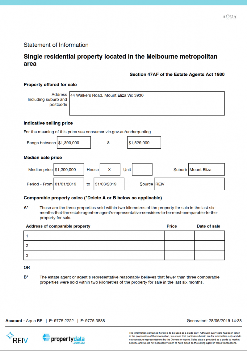 property statement of information